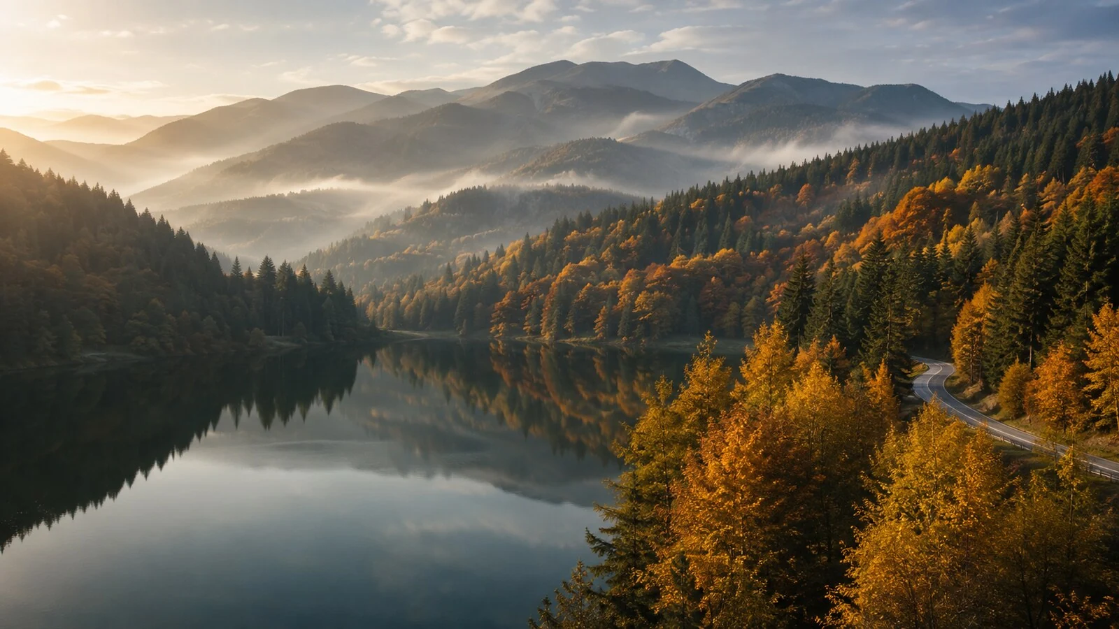 Sonbahar renklerinde Bolu ormanları, göl ve Köroğlu Dağları