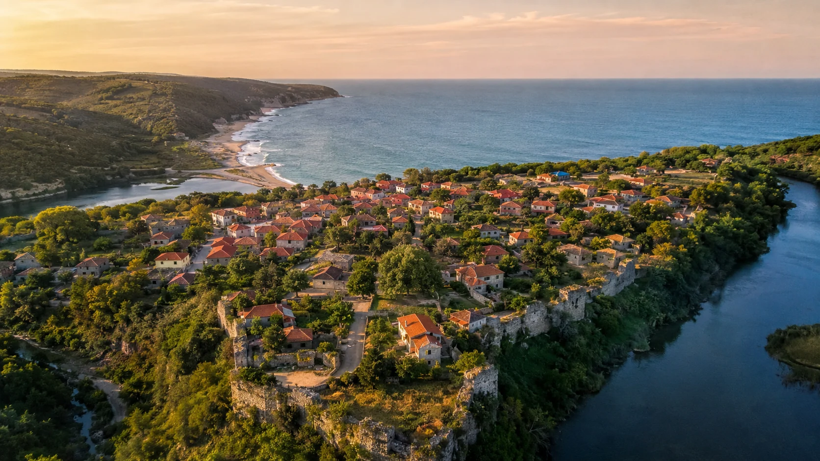 İki dere vadisi arasındaki Kıyıköy ve Karadeniz kıyısı